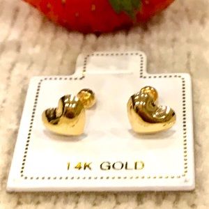 Solid Yellow Gold 14 Karat Floating Heart 7x7 mm Earring